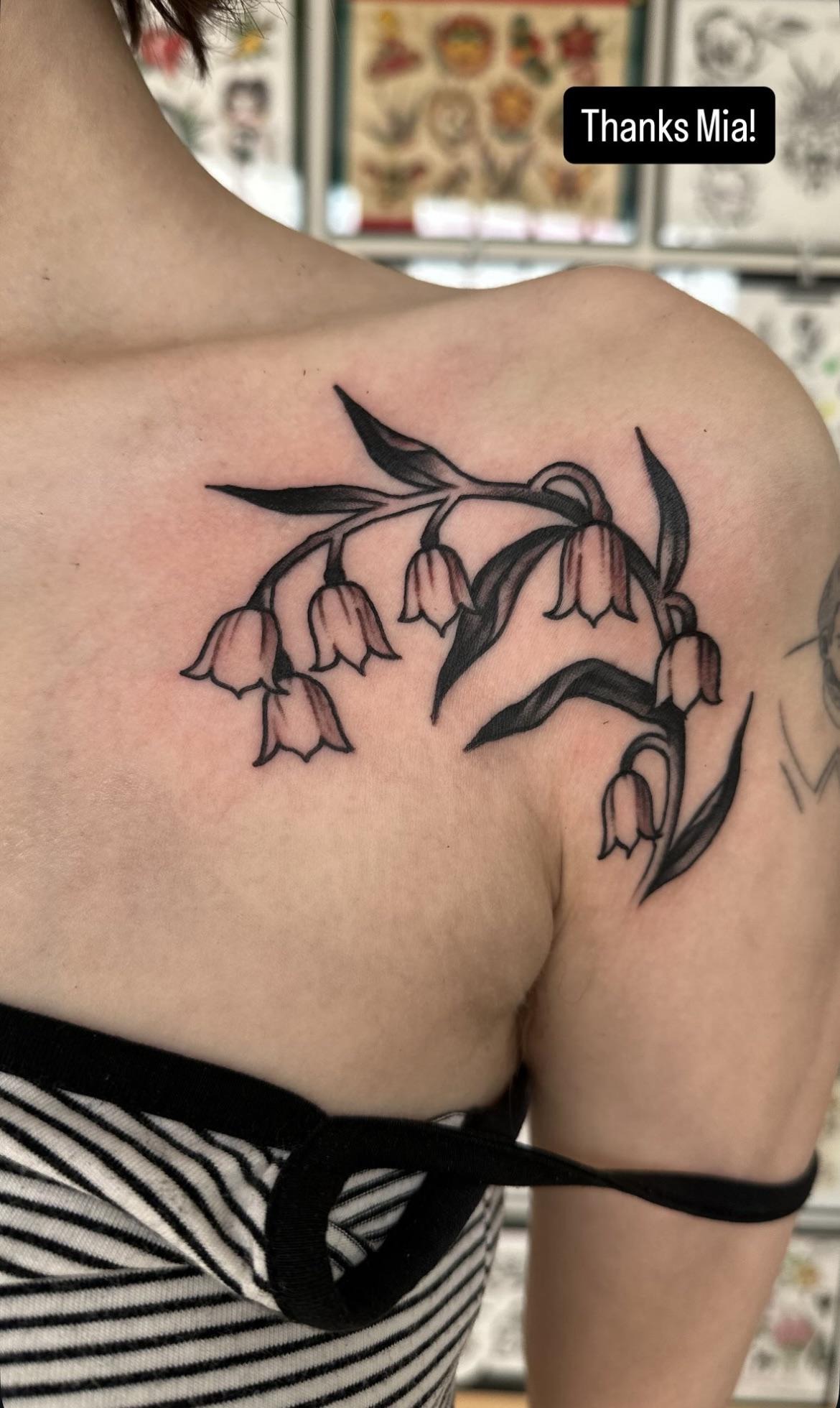 Bold Blackwork Collarbone Tattoo