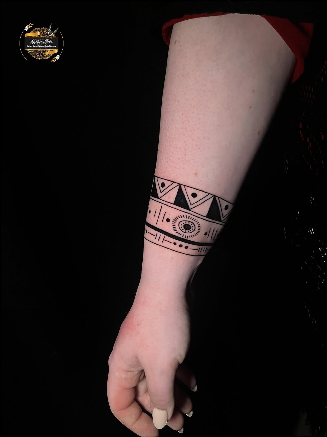 Minimalist Tribal Arm Band Tattoo