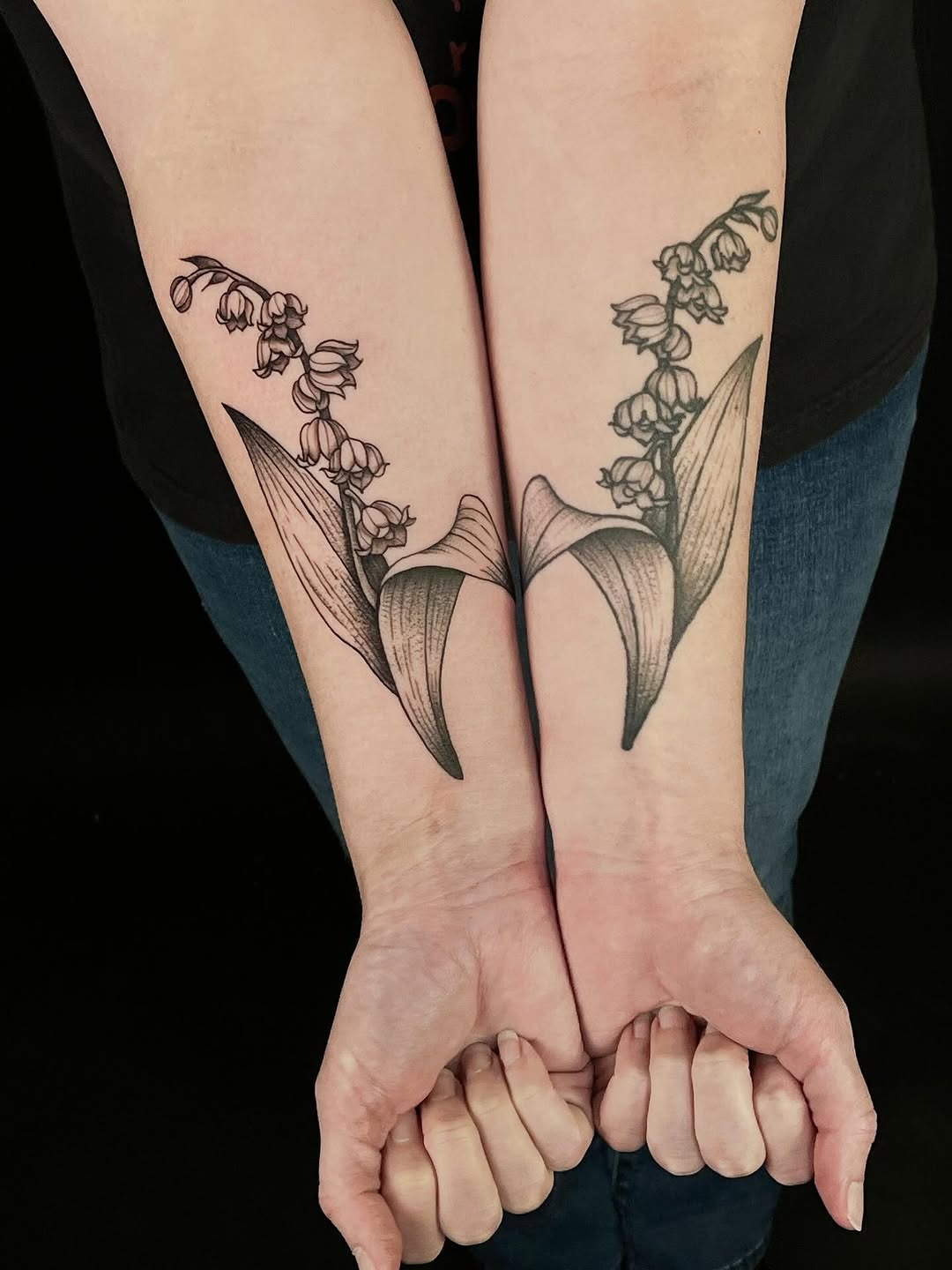 Symmetrical Lily of the Valley Forearm Art
