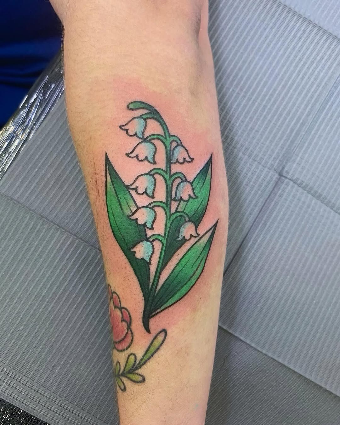 Colorful Lily of the Valley Botanical Tattoo