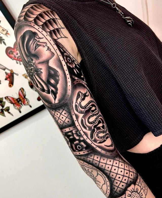 Detailed Traditional Tattoo Sleeve Art