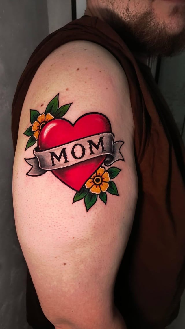 Classic Mom Heart Traditional Tattoo