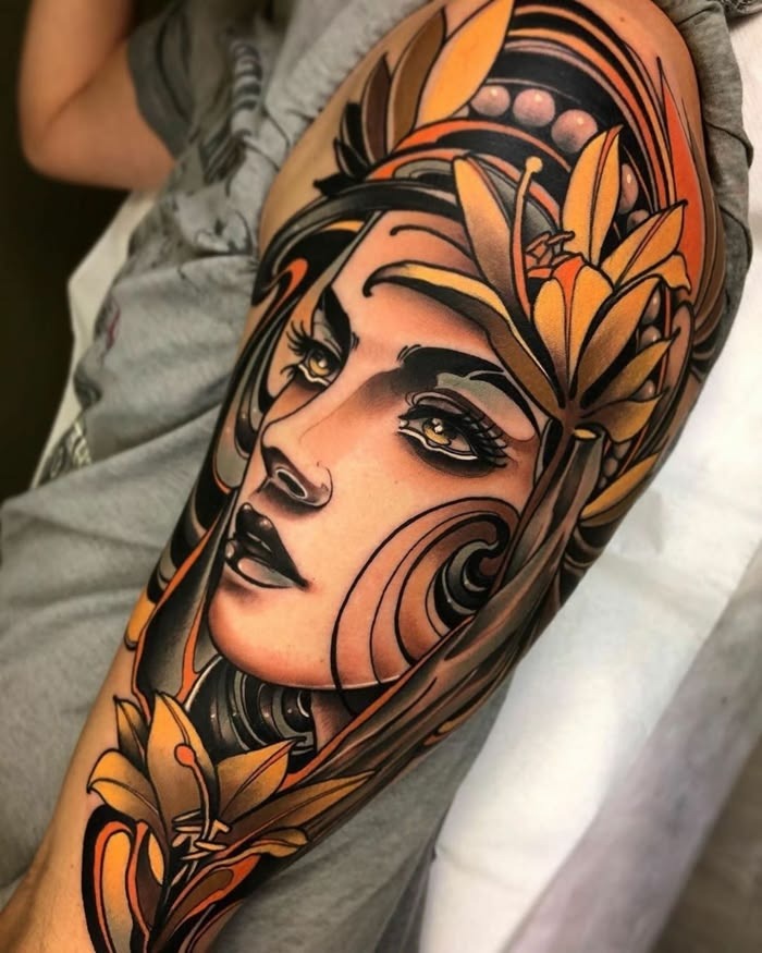 Vibrant Neo-Traditional Portrait Art
