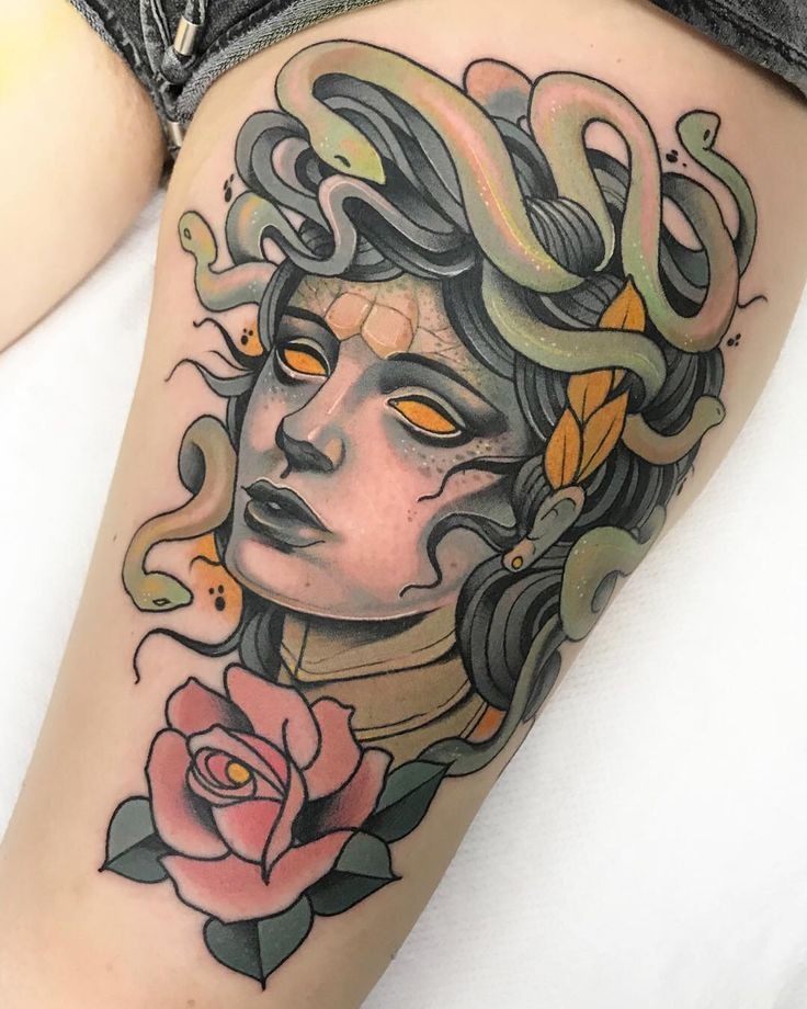 Mythological Neo-Traditional Medusa Ink