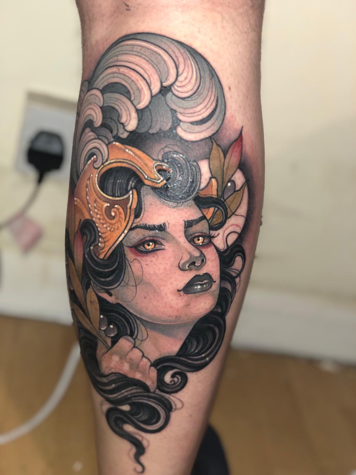 Intricate Neo-Traditional Warrior Goddess Art