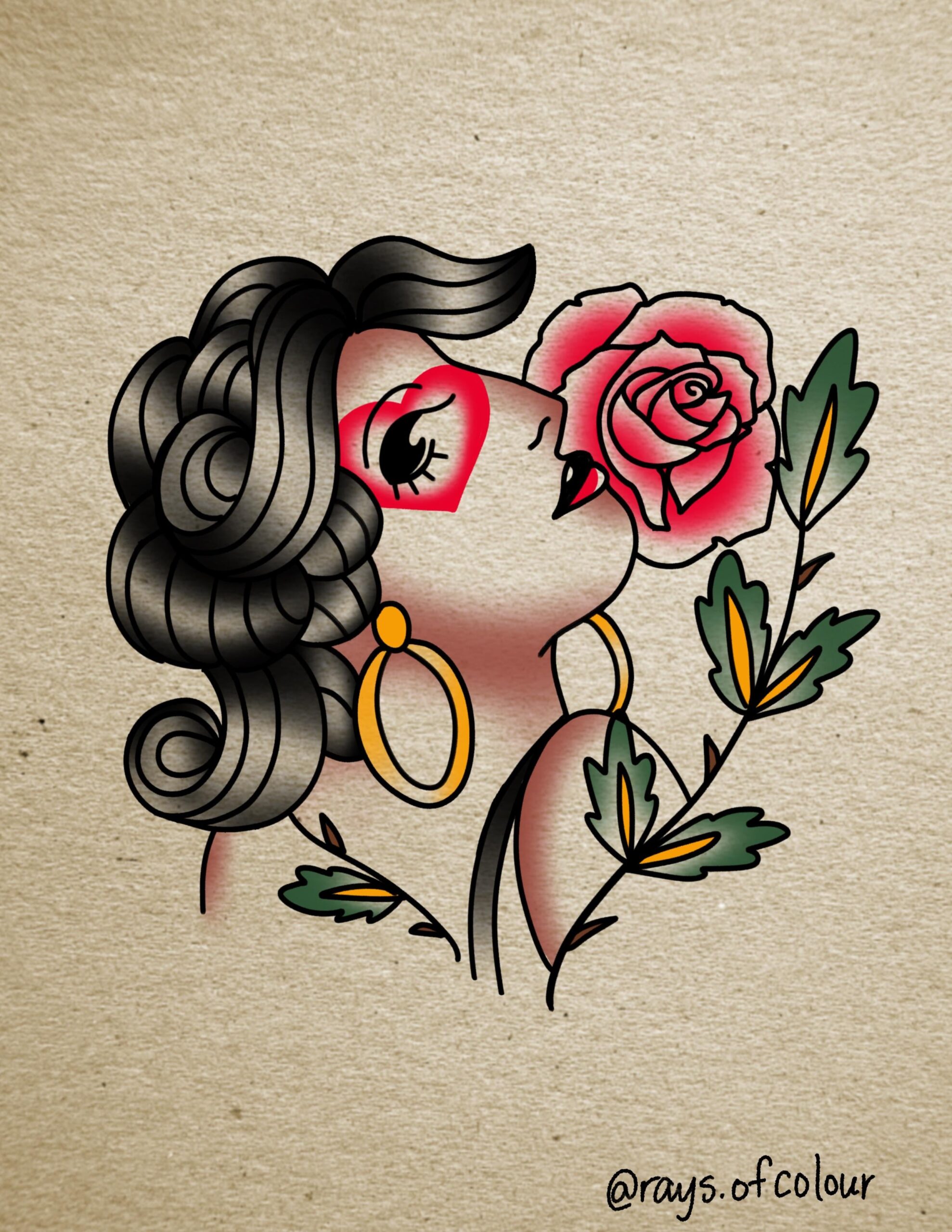 Classic Neo-Traditional Lady Head Flash