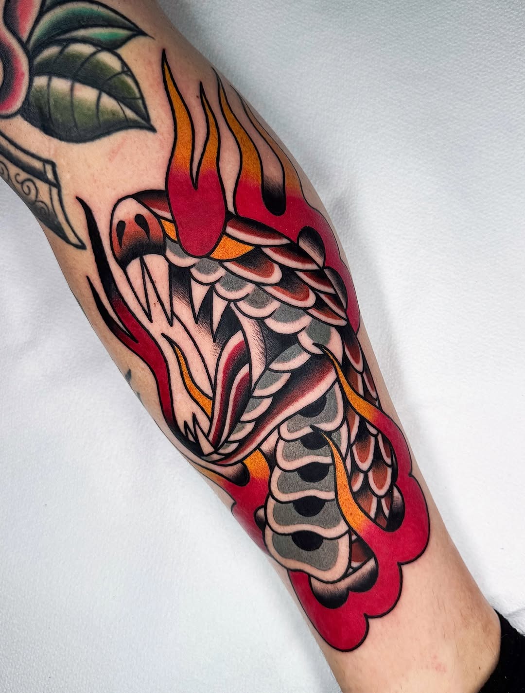 Vibrant Traditional Snake Tattoo
