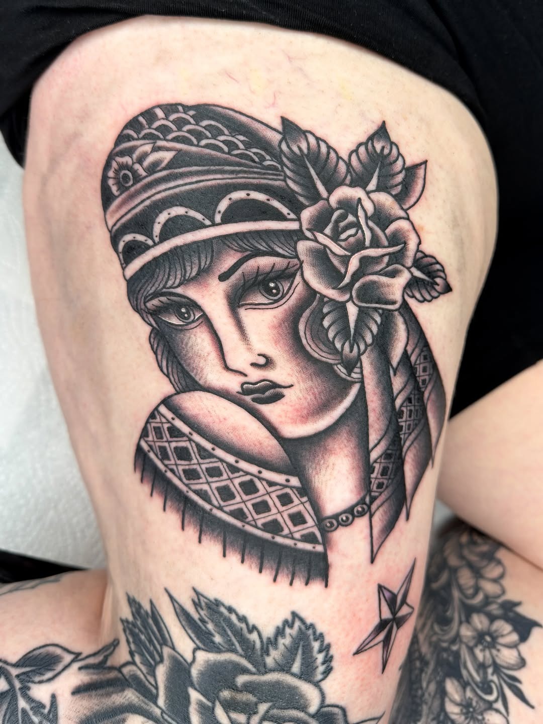 Classic Lady Head Traditional Ink