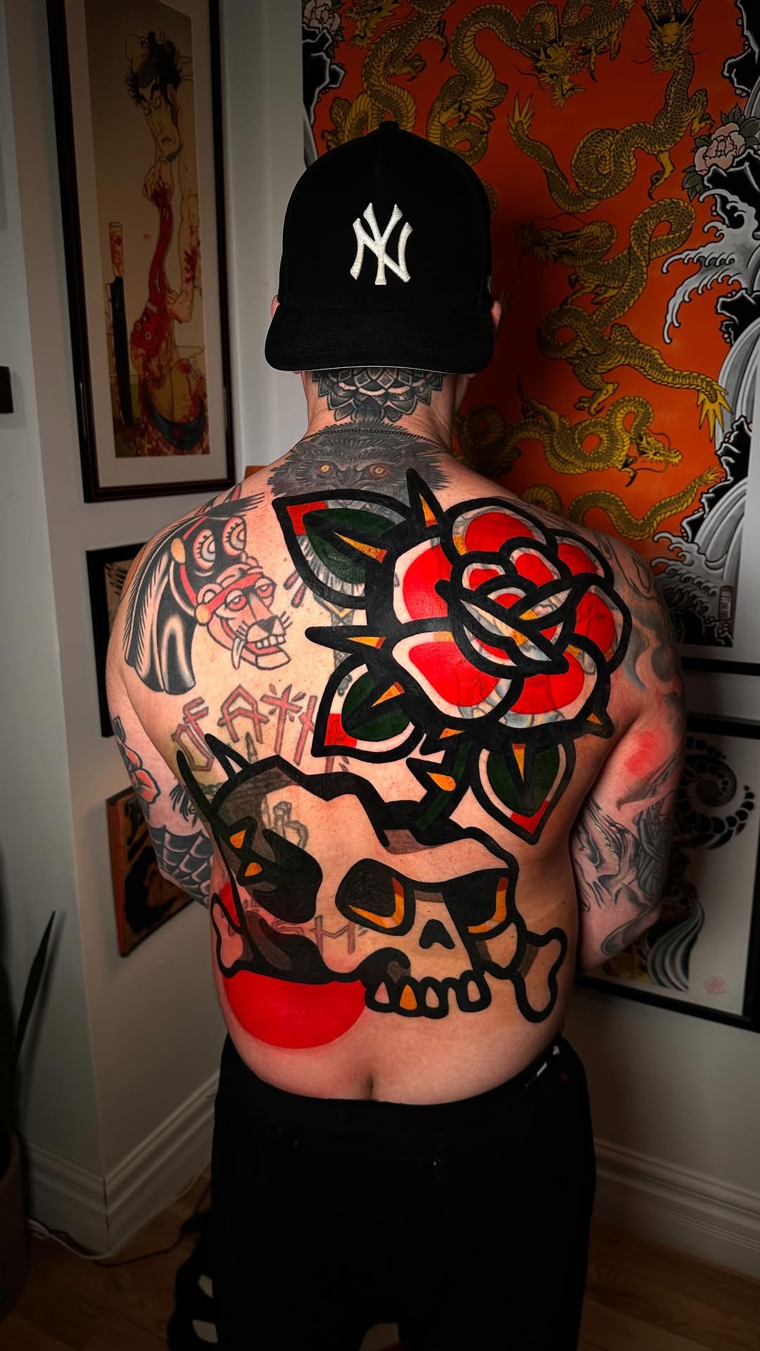 Traditional Old School Back Tattoo