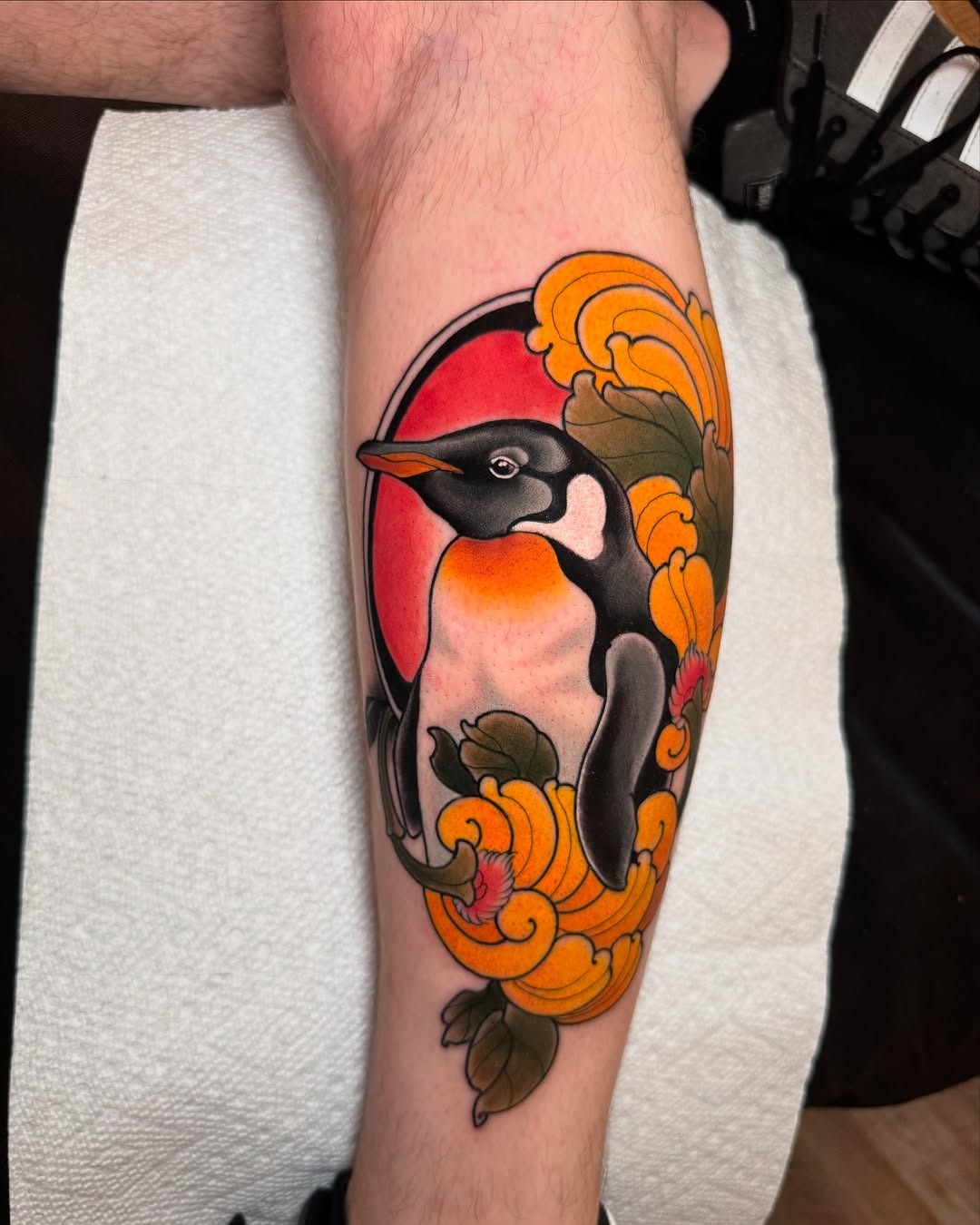 Vibrant Neo-Traditional Penguin Art
